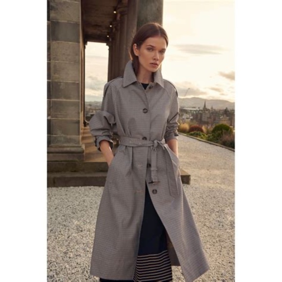 BARBOUR MARIE CHECK SHOWERPROOF TRENCH COAT IN MINI CHECK (SIZE 14US/18UK) - Picture 1 of 9
